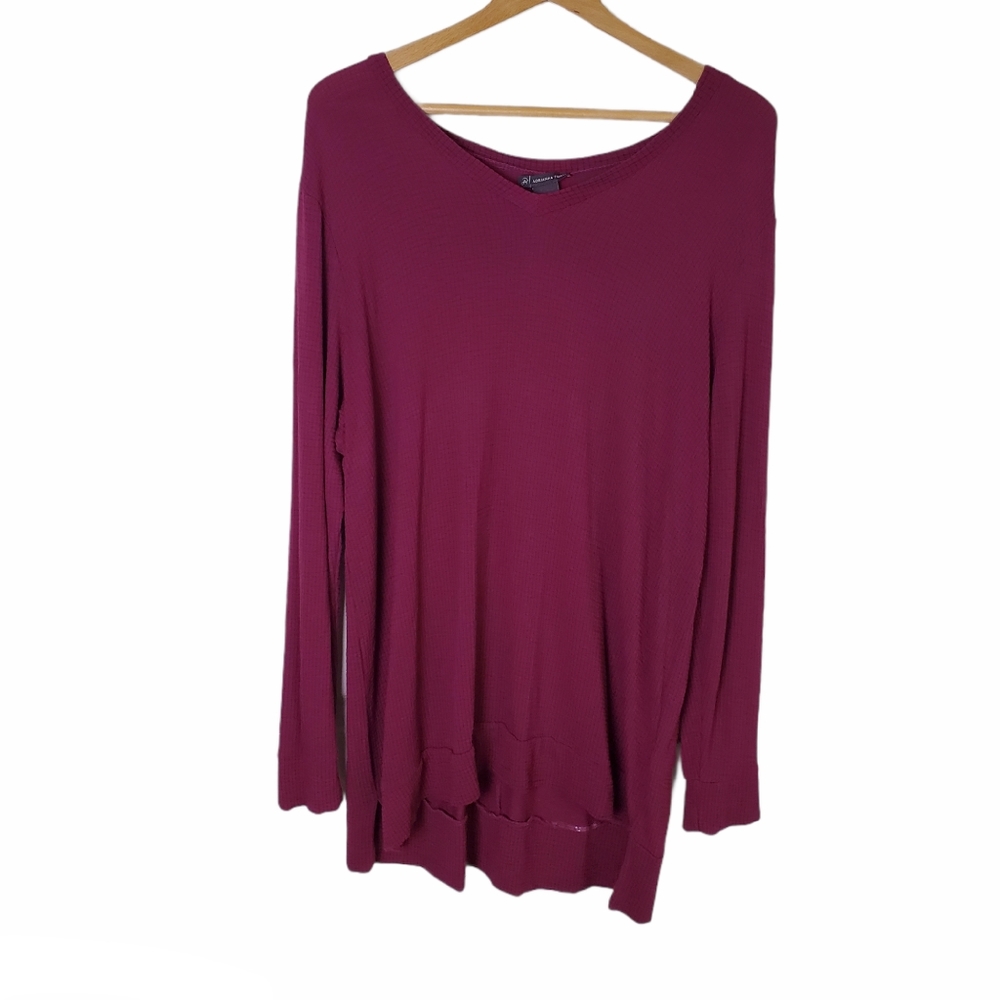 Adrianna Papell Maroon Long Sleeve Tunic Size XL
